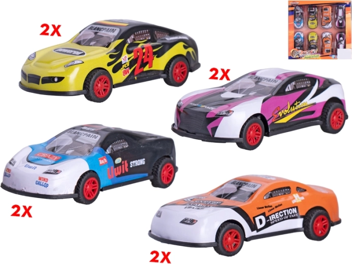 Set di macchinine sportive a trazione a retrocarica 8,5 cm, 8 pz