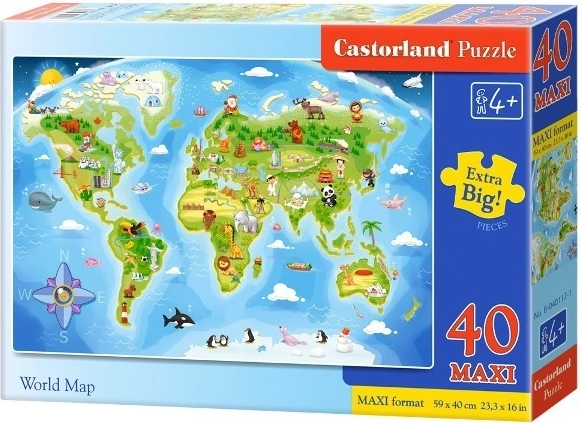 Castorland puzzle mappa illustrata del mondo MAXI 40 pezzi