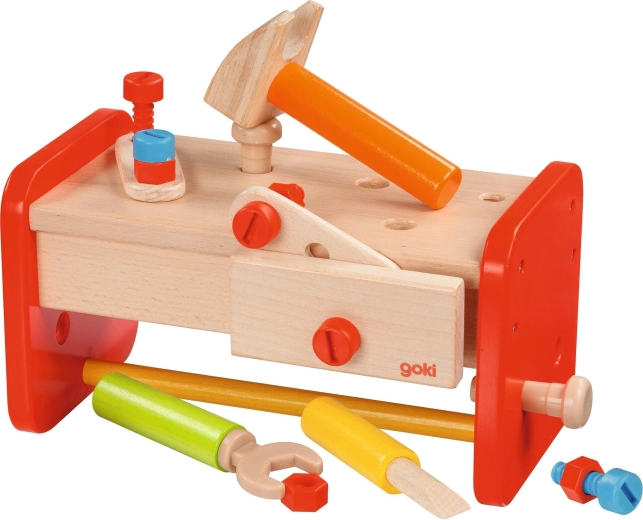 Banco da lavoro in legno per bambini con box portaoggetti