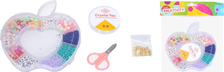 Set di perline con cordino e forbici Mela