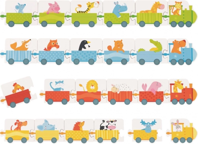 Goki Puzzle Gioco Treni con Blocchi