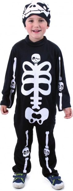 Costume scheletro per bambini con cappuccio M