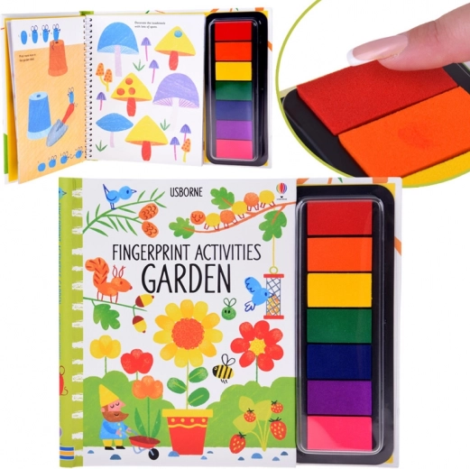 libro creativo per dipingere con le dita giardino, 64 pagine, 7 colori