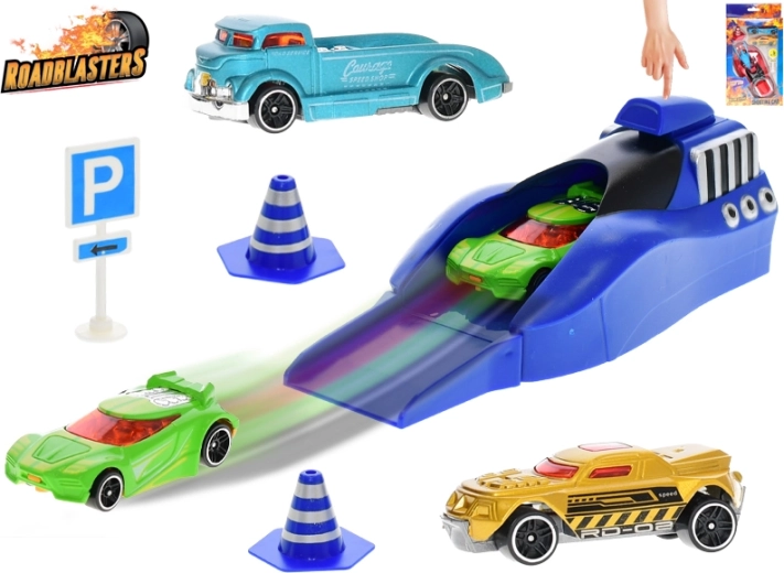 Roadblasters set di macchinine a lancio con segnali stradali, 3 pz