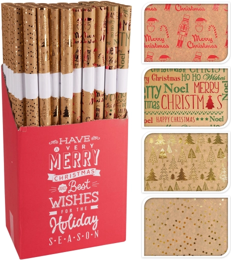 Carta da regalo natalizia beige 0,7 × 2 m - 1 pezzo