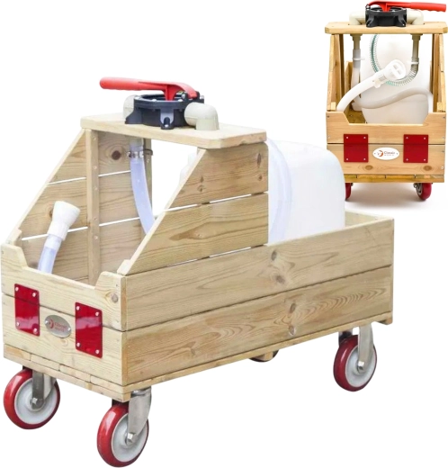 Carrello d’irrigazione mobile in legno con pompa manuale CLASSIC WORLD EDU