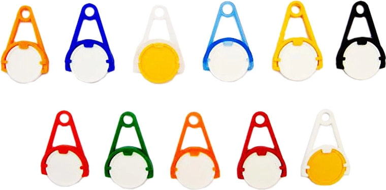 Portachiavi con gettone per carrello della spesa – mix di colori, 5 pz