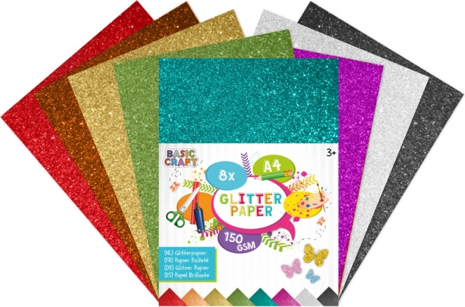 Set di fogli di carta glitterati di vari colori