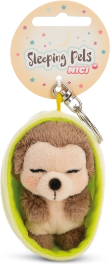 Portachiavi Nici riccio che dorme 12 cm in astuccio verde