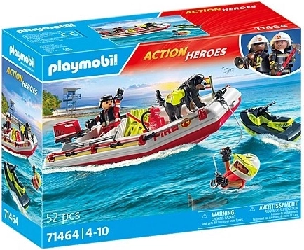 Set di figure Action Heroes Barca dei vigili del fuoco con moto d'acqua
