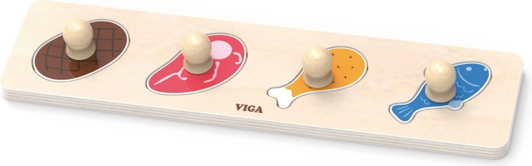 Viga primo puzzle a incastro con maniglie – cibo