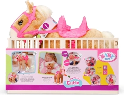 Cavallino che cammina BABY born Cutie con stalla portatile