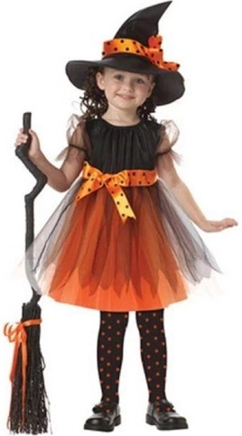 Costume da strega per bambina con cappello S