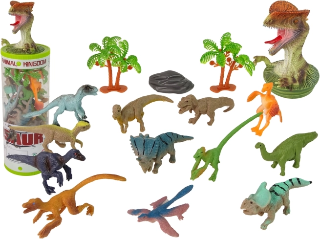 Set di figurine di dinosauri in tubo – 12 pezzi con accessori