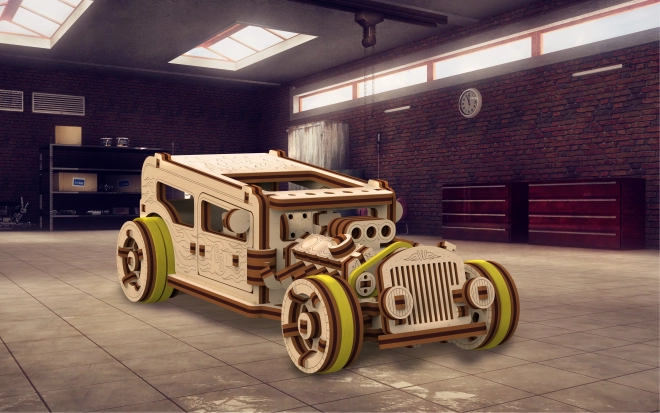 puzzle 3D in legno WOODEN CITY hot rod – modello meccanico 141 pezzi