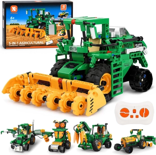 KY BLOCKS set di costruzioni tecniche 5 in 1 – macchine agricole radiocomandate (331 pezzi)