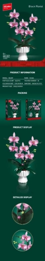 Costruzione di un'orchidea rosa in vaso, 562 pezzi