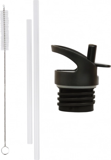 A Little Lovely Company set di tappo, spazzolino e cannuccia per bottiglia in acciaio inox 350 ml – Spazio