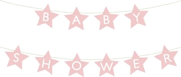 Banner per baby shower con stelline – Rosa chiaro