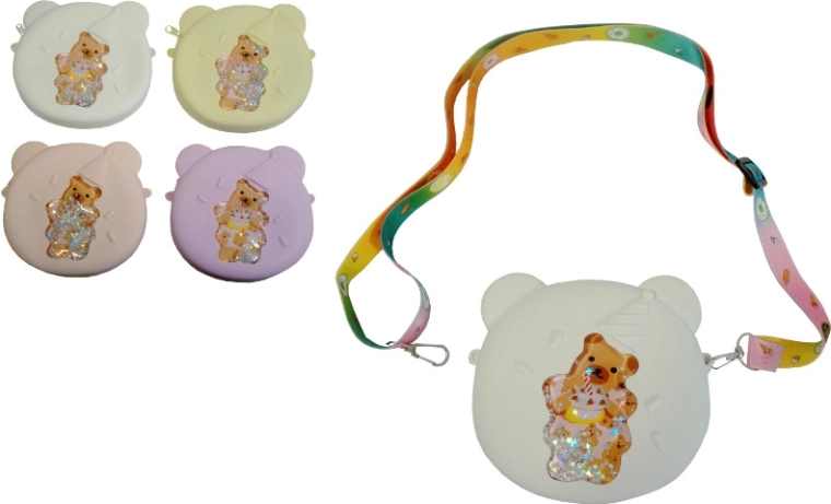 Borsetta in silicone con orsetto e stelline scintillanti