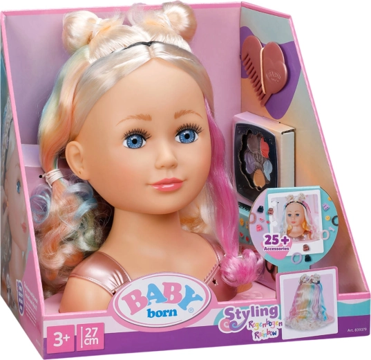Baby Born testa da pettinare arcobaleno bionda con set per lo styling