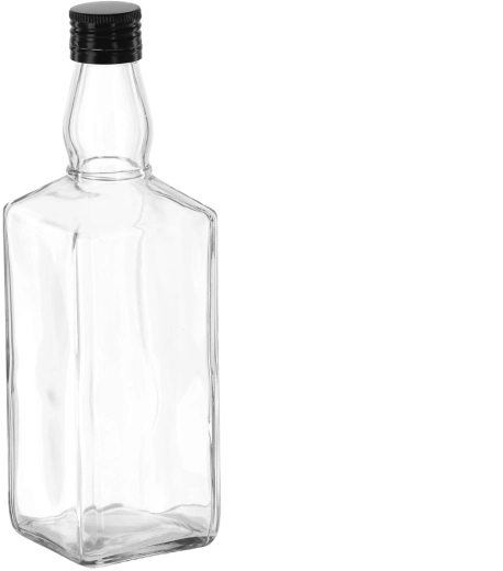 Bottiglia in vetro per whisky 500 ml con tappo a vite in metallo 28 mm