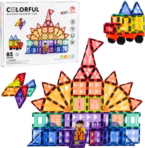 Costruzioni magnetiche – pannelli magnetici 3D colorati STEM (85 pezzi)