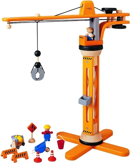 PlanToys set da costruzione in legno con gru