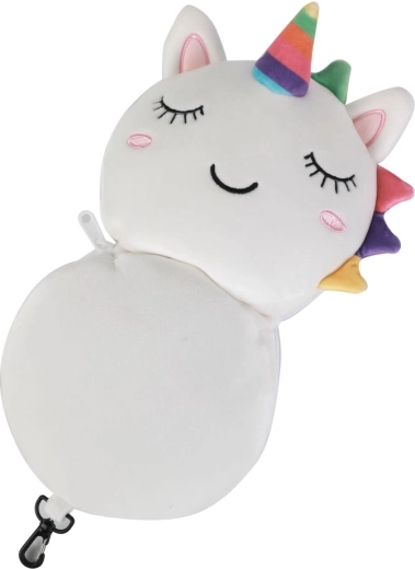 Cuscino da viaggio con mascherina per dormire a forma di unicorno