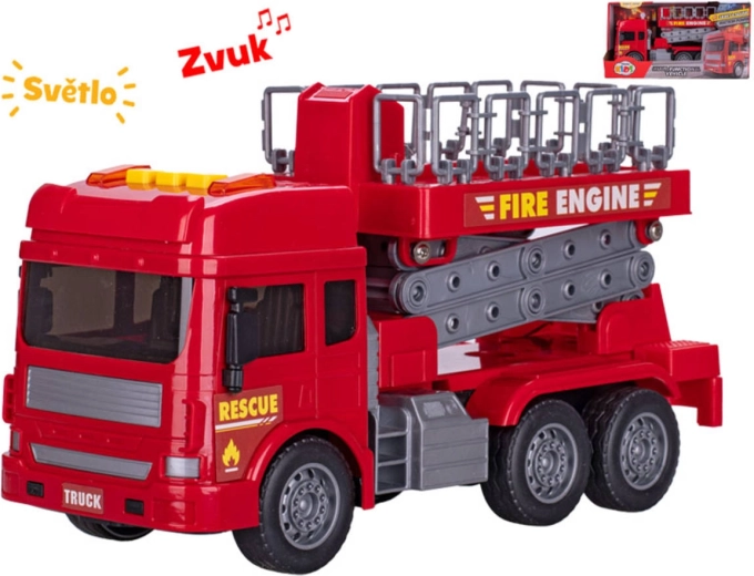 Camion dei pompieri con piattaforma elevabile con luce e suono 28 cm - 1 pezzo