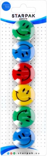 Magneti colorati con faccine sorridenti (3 cm) - 6 pezzi