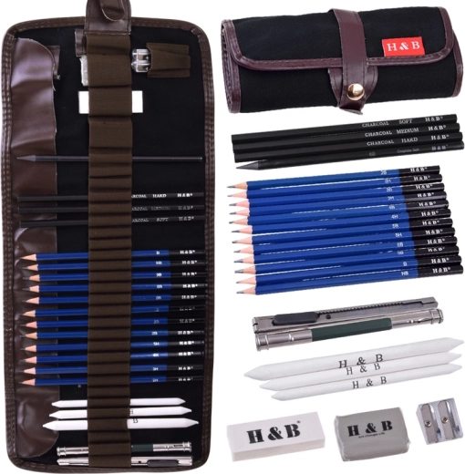 Set per schizzi e disegno H&B in astuccio (25 pezzi)