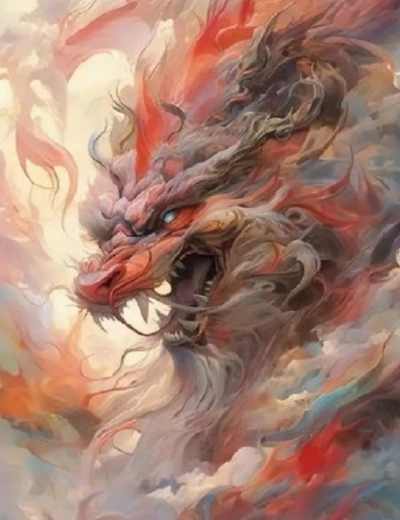 Pittura diamantata Drago Rosso 30 × 40 cm