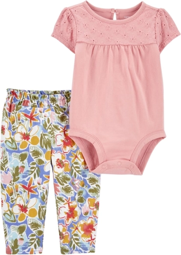 CARTER'S set due pezzi con body a maniche corte e leggings Grey Pears per bambina – 3 mesi