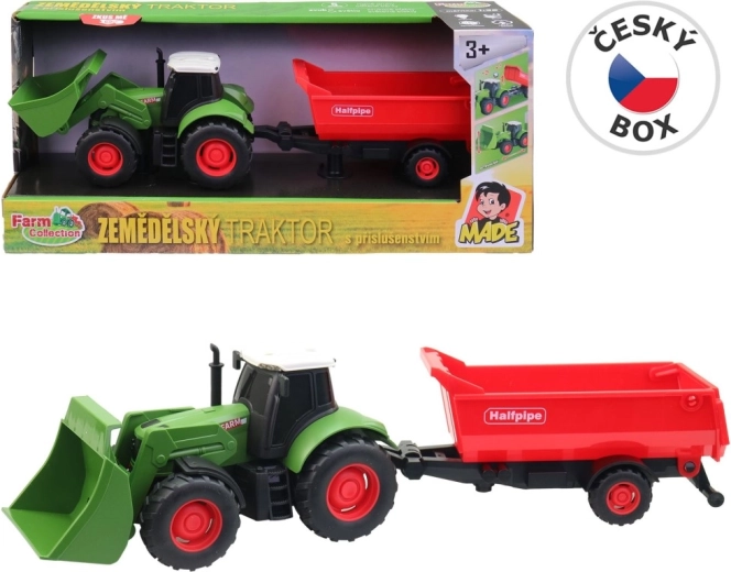 Farm Collection trattore con rimorchio a frizione con luci e suoni 30 cm (1:32)