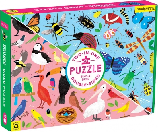 Puzzle doppia faccia Mudpuppy insetti e uccelli 100 pezzi