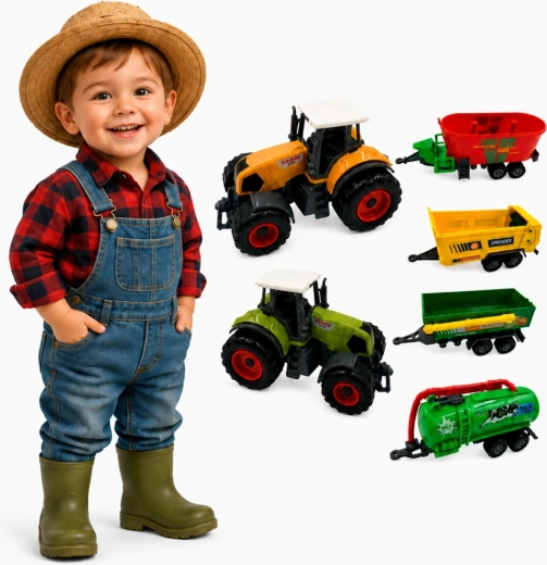 Set di trattori Woopie Mini Farmer con rimorchi