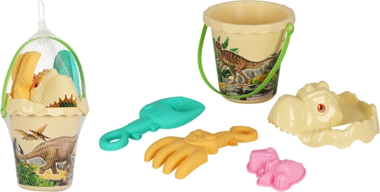 Set per sabbia per bambini Dino con secchio e accessori