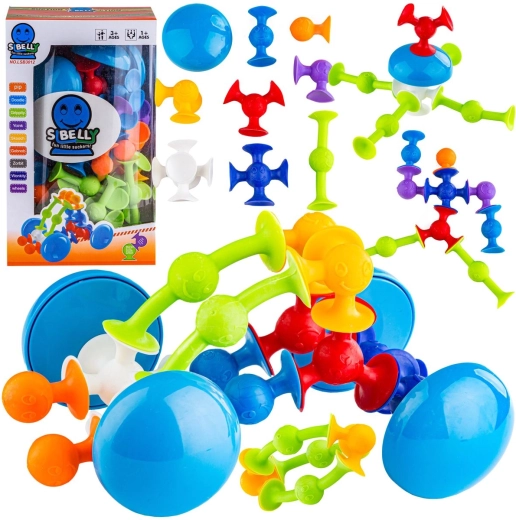 Costruzione in silicone a ventosa XXL con faccine allegre (76 pz)