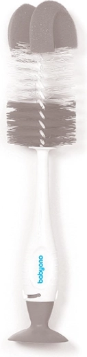 BabyOno spazzola per la pulizia di bottiglie e tettarelle 2in1 con ventosa, grigia