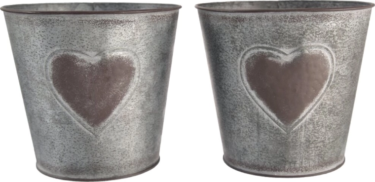 Vaso decorativo in latta a forma di cuore grigio/marrone 15 × 15 × 17 cm