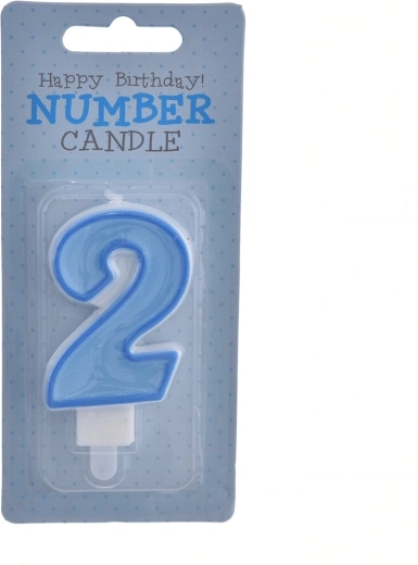 Candela per torta numero 2 blu 7 cm