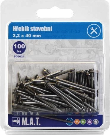 Chiodi da costruzione 40 × 2,2 mm, confezione da 100 pz