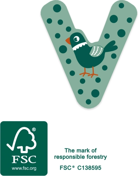 small foot lettera in legno V