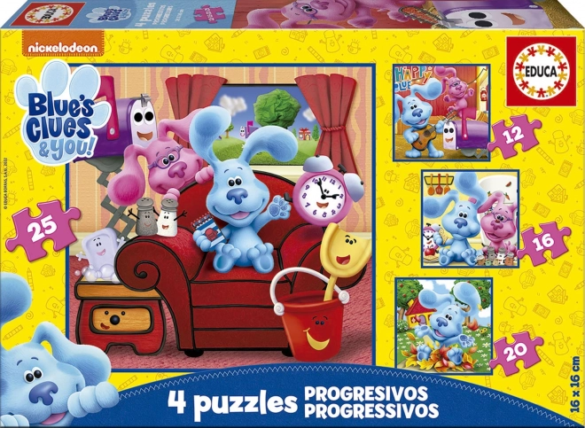 Puzzle BLUE'S CLUES 4in1 per bambini (12, 16, 20 e 25 pezzi)
