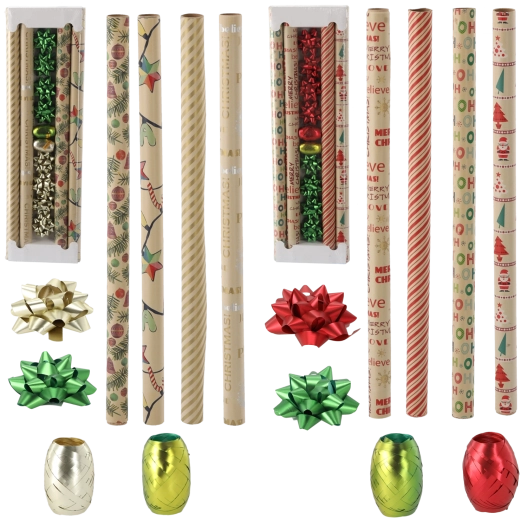 Set regalo natalizio Kraft mix di motivi 70 × 200 cm