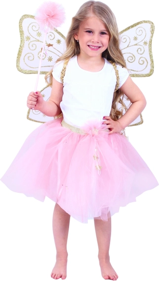 Costume da fata per bambini con tutu rosa e ali