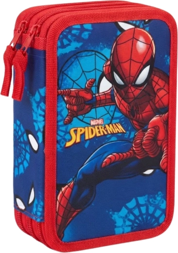 Astuccio scolastico attrezzato a tre scomparti Spider-Man blu e rosso