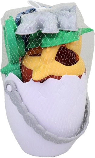 Set da sabbia con dinosauri con secchiello a forma di uovo e attrezzi - 1 set
