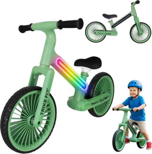 Bicicletta senza pedali per bambini Trike Fix Glow LED – verde